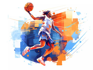 体育教育篮球兴趣班招生卡通人物青少年打篮球场景